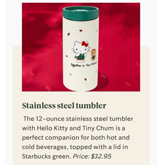 Starbucks x Hello Kitty 2025 Limited Edition Stainless Steel Tumbler 12 oz - Picture 2 of 15